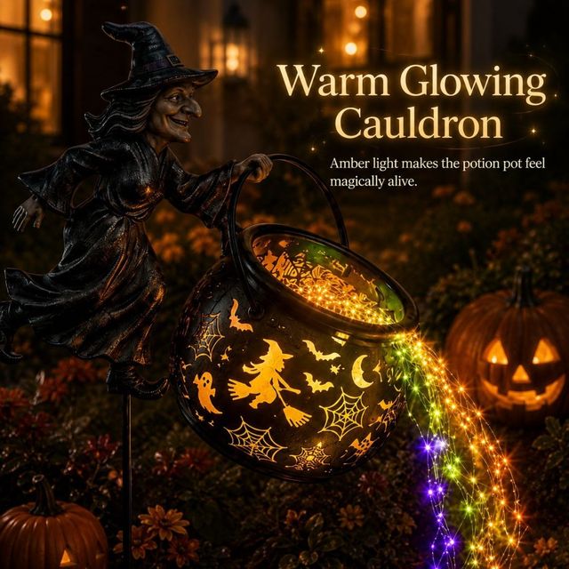đToday 49% OFFđHalloween Witch Cauldron Garden Light