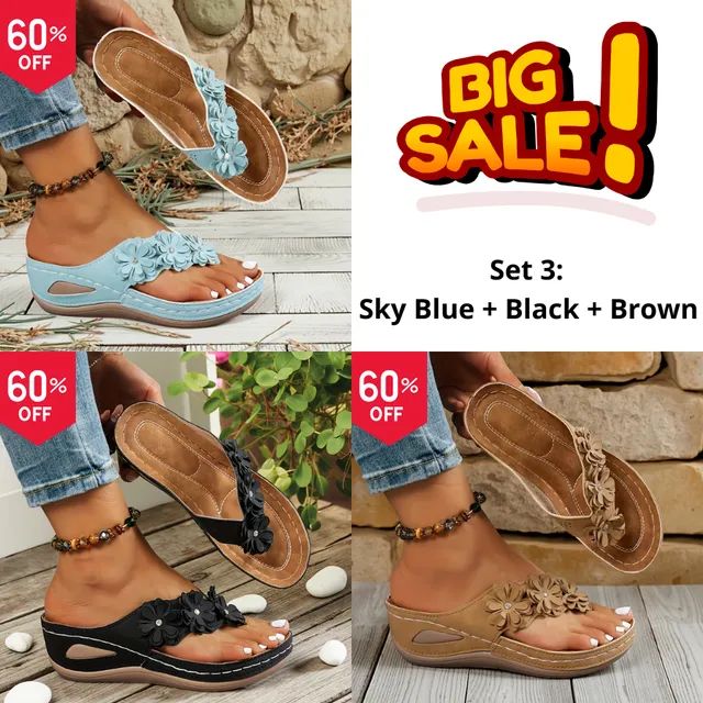 🔥Best Seller-Last Day Sale 60% OFF🔥Women's orthopedic flip-flops, suitable for all seasons, comfortable and breathable.