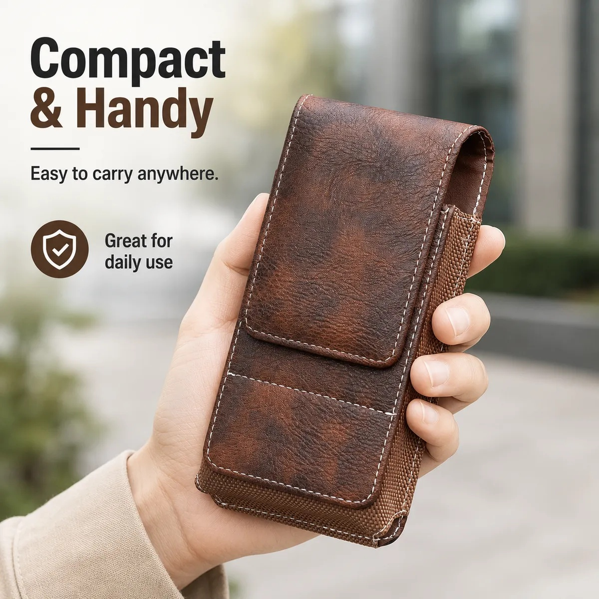 ⚡Big Discount | Waist Belt Cell Phone Pouch 📱 Multi-Pocket Leather Holster with Card Holder