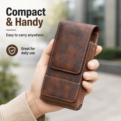 ⚡Big Discount | Waist Belt Cell Phone Pouch 📱 Multi-Pocket Leather Holster with Card Holder