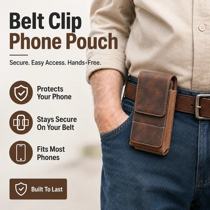 ⚡Big Discount | Waist Belt Cell Phone Pouch 📱 Multi-Pocket Leather Holster with Card Holder
