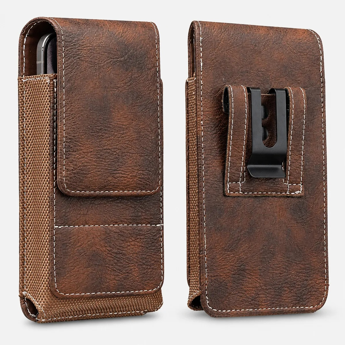 ⚡Big Discount | Waist Belt Cell Phone Pouch 📱 Multi-Pocket Leather Holster with Card Holder